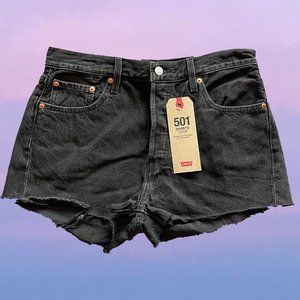 Levi's 501 Black High Rise Button Fly Shorts